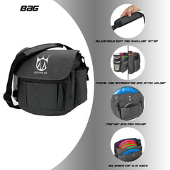 CROWN ME bag side pocket detail showing mesh bottle holder and secure accessory pocket
