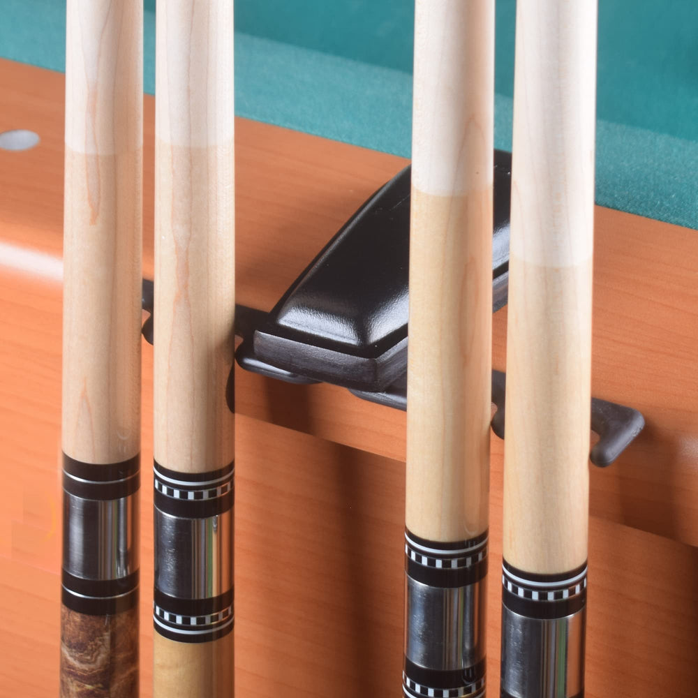 CROWN ME holder placed on pool table edge for quick setup and accessibility