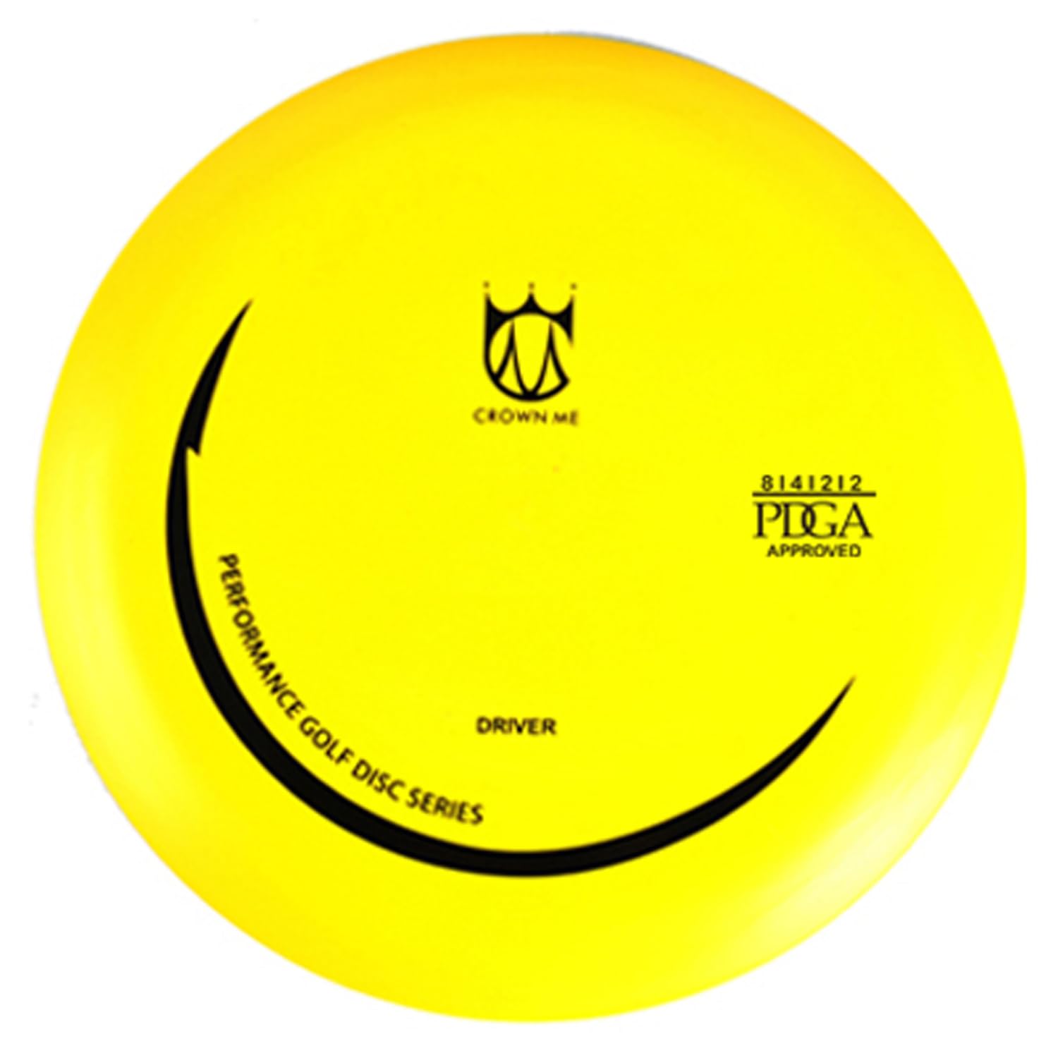 CROWN ME size comparison with a disc next to a hand showing PDGA-standard scale