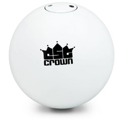 Crown Sporting Goods shot put front view showing smooth white finish and shape for competition