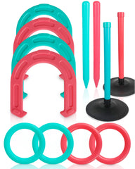 CT SPORTS front packaging showing complete horseshoe and ring toss kit benefits portability