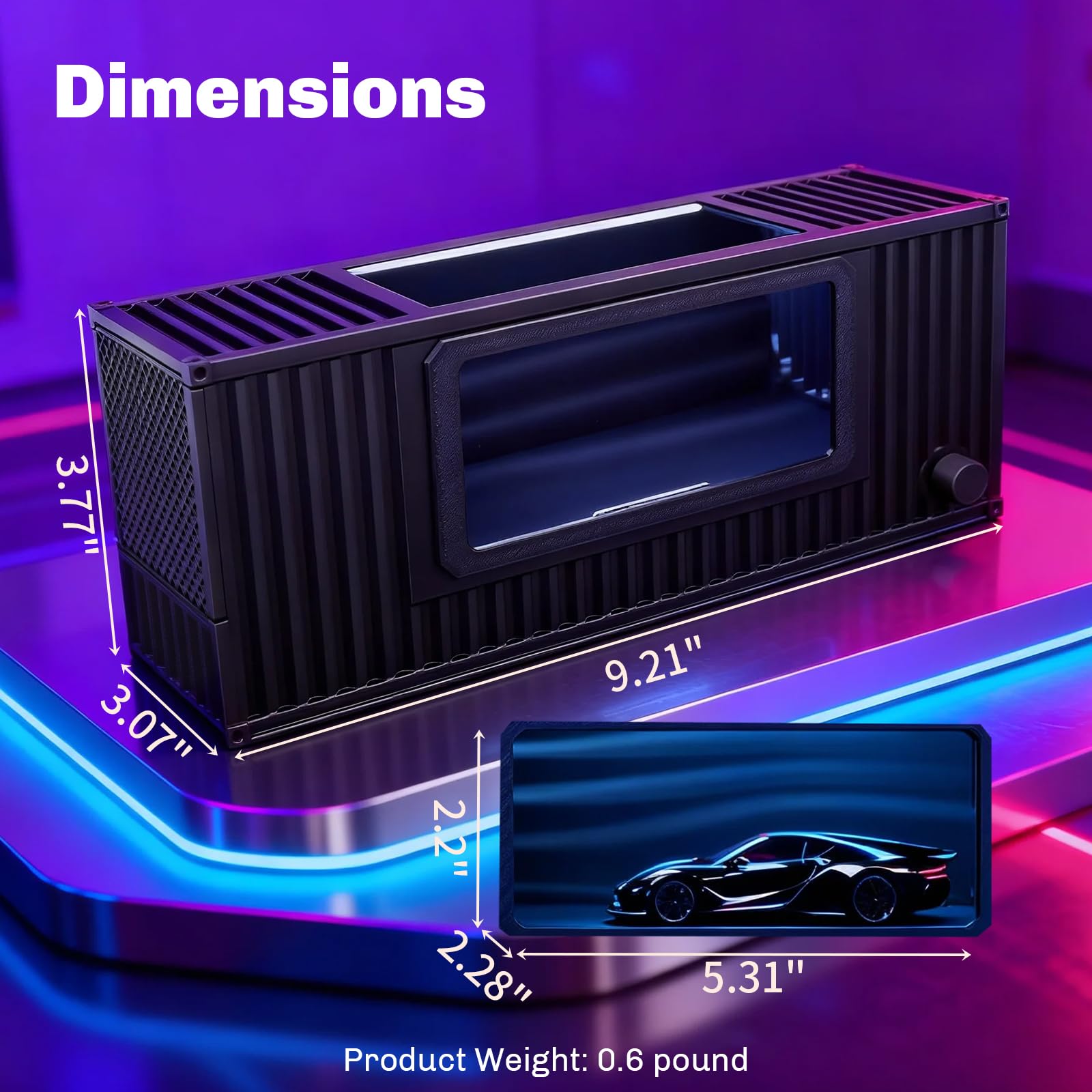 Ctemnpho visible water-mist flowing around a diecast car, adds realistic atmosphere