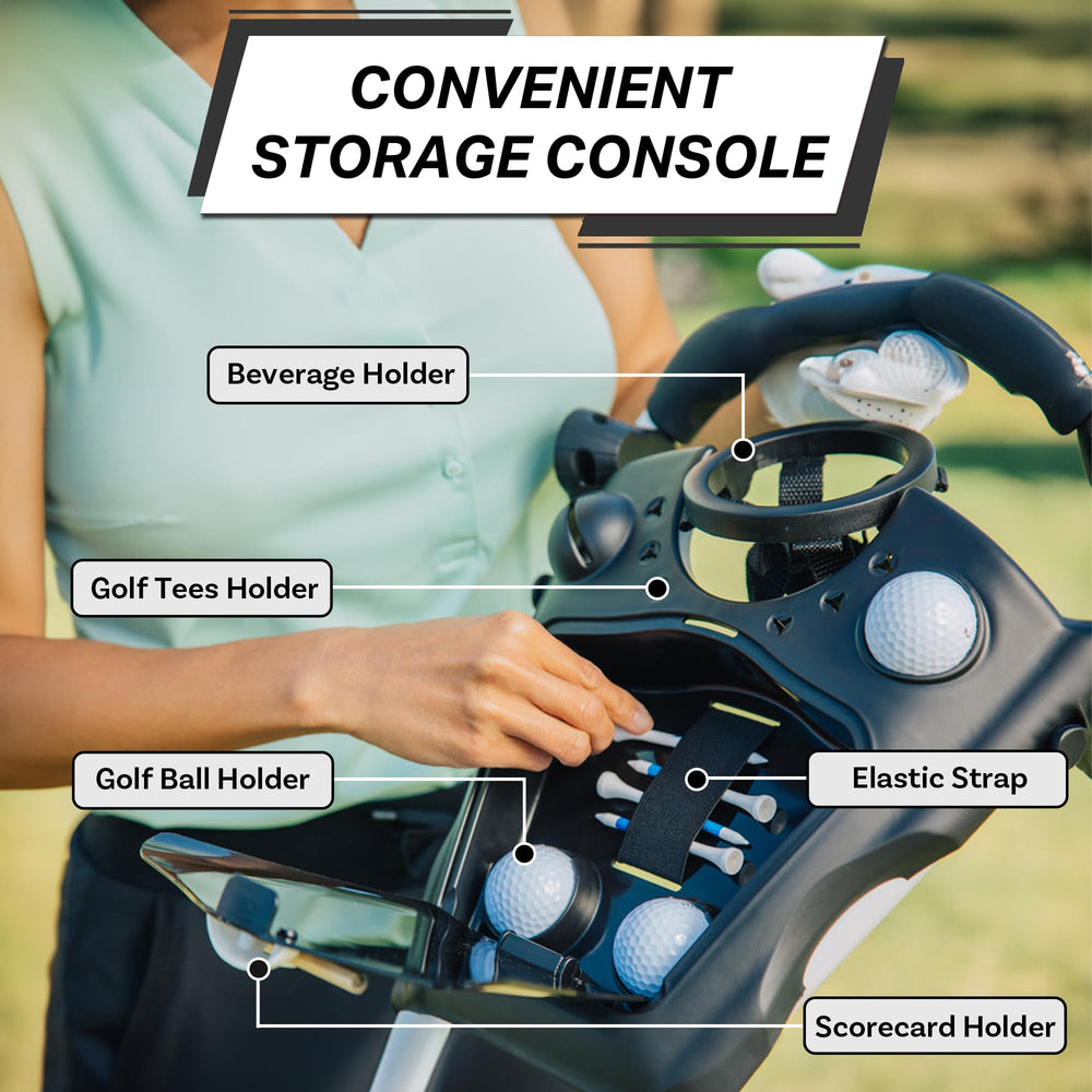 CUBE cart adjustable handle demonstrating three height options for comfort