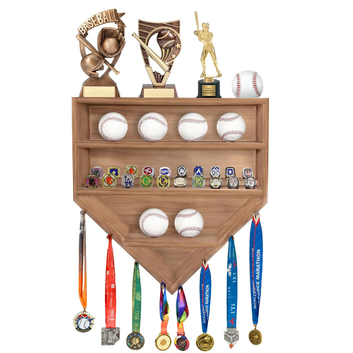 Cuesonmy front view display case showing organized balls and rings benefit: showcase neatly