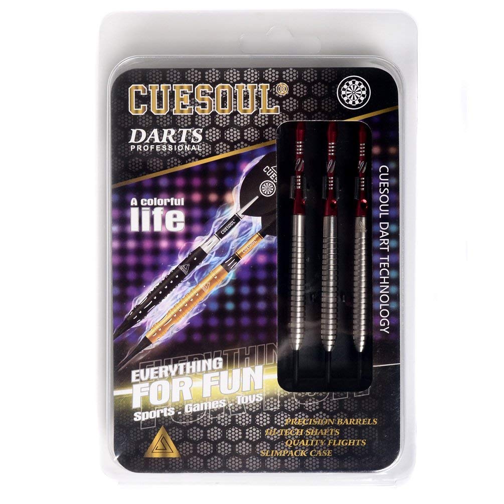 CUESOUL lifestyle gameplay shot with player throwing darts, illustrating improved grouping benefit