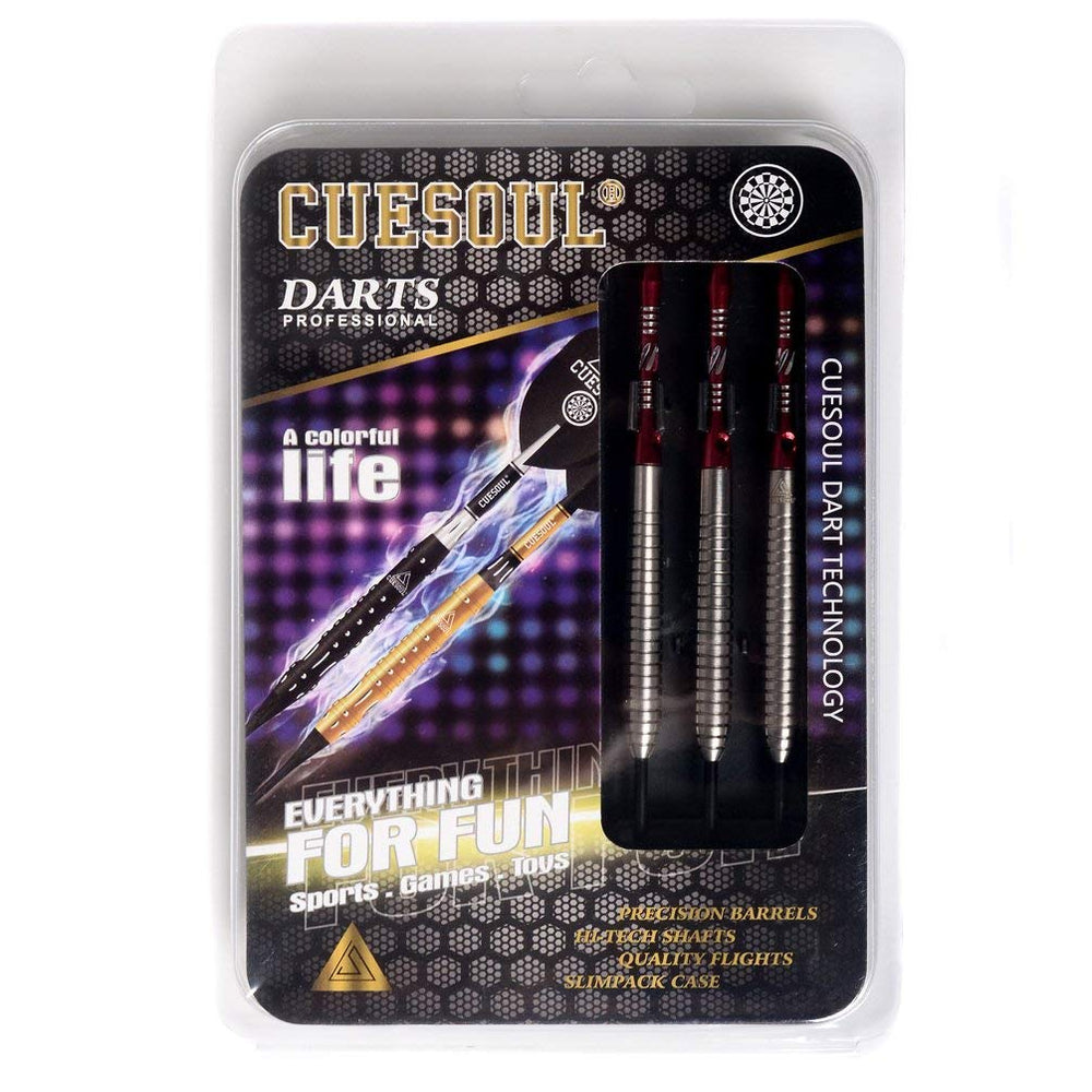 CUESOUL lifestyle gameplay shot with player throwing darts, illustrating improved grouping benefit