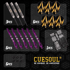 CUESOUL steel tip detail delivering durable penetration on bristle boards