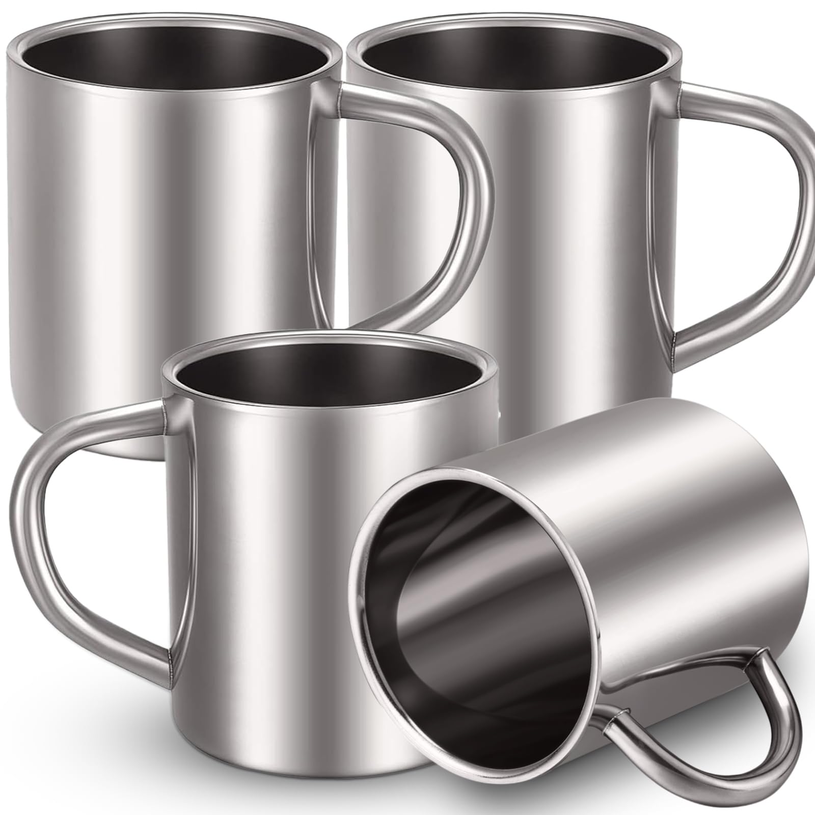 Cunhill front view of four-pack showing durable stainless steel and handles benefit longevity