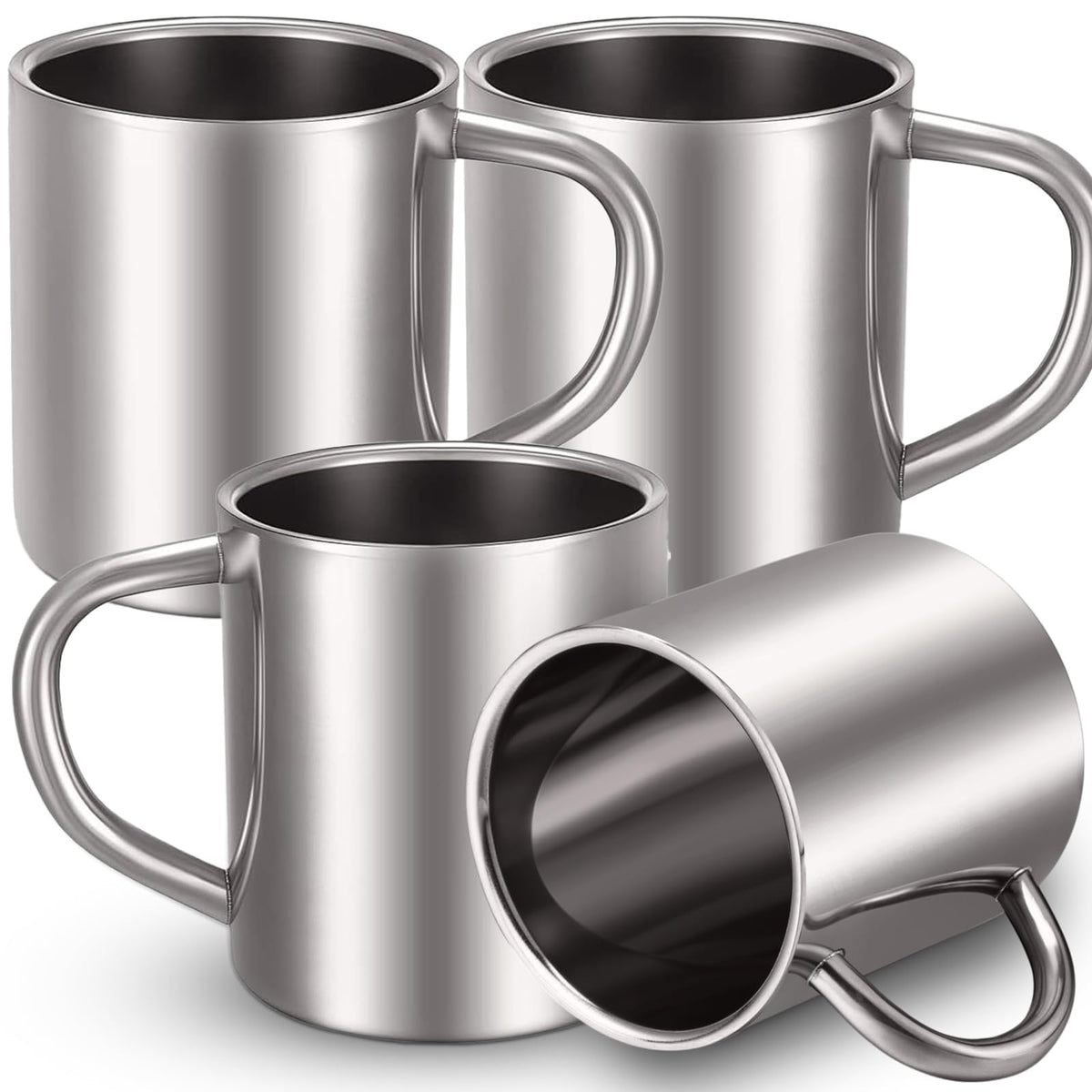 Cunhill front view of four-pack showing durable stainless steel and handles benefit longevity