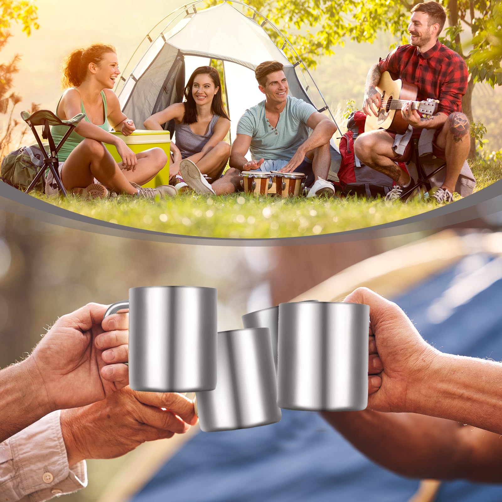 Cunhill mug in outdoor picnic scene showing shatterproof durability and portable benefit