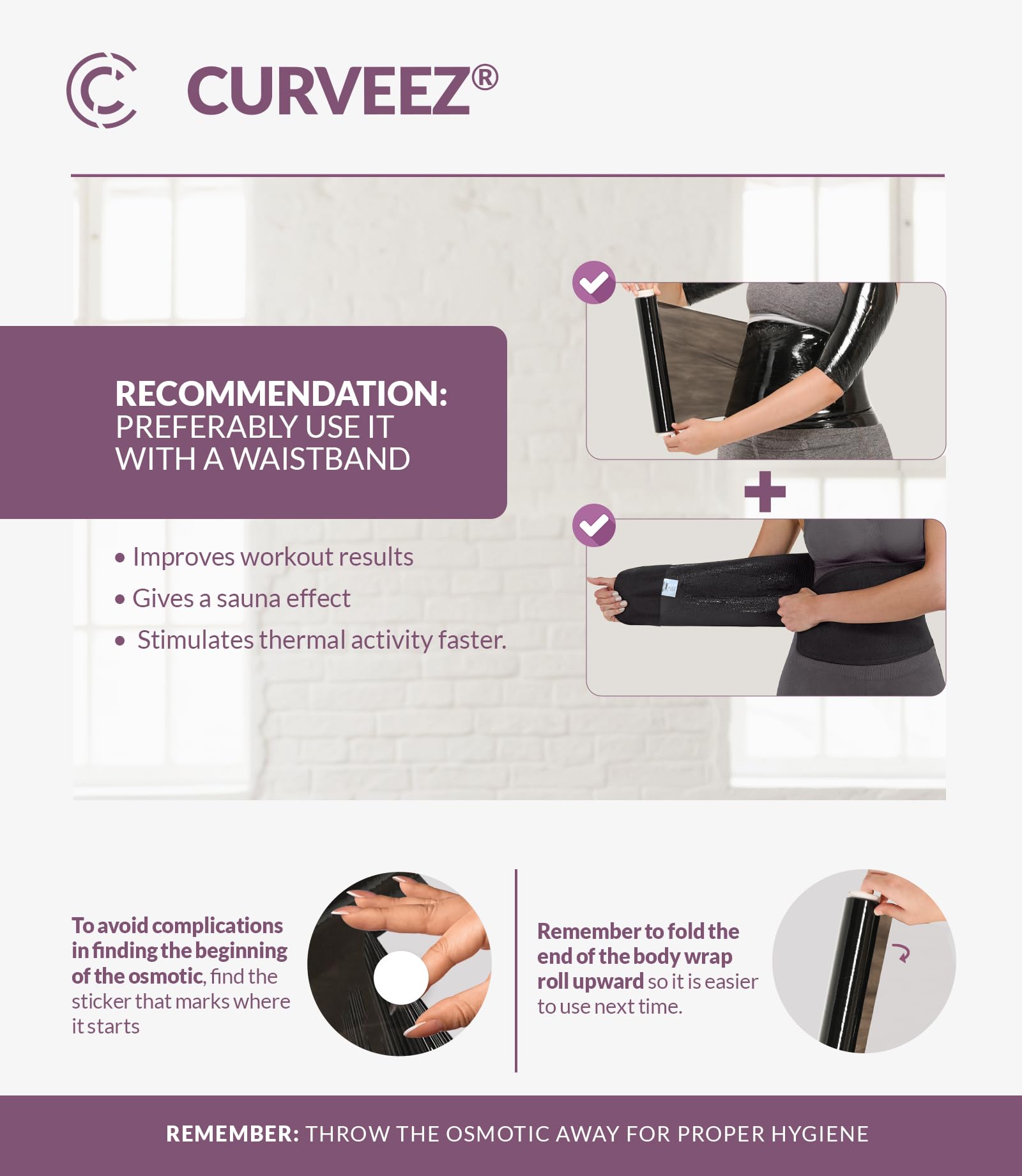CURVEEZ wrap worn under workout clothes showing discreet sweat enhancement