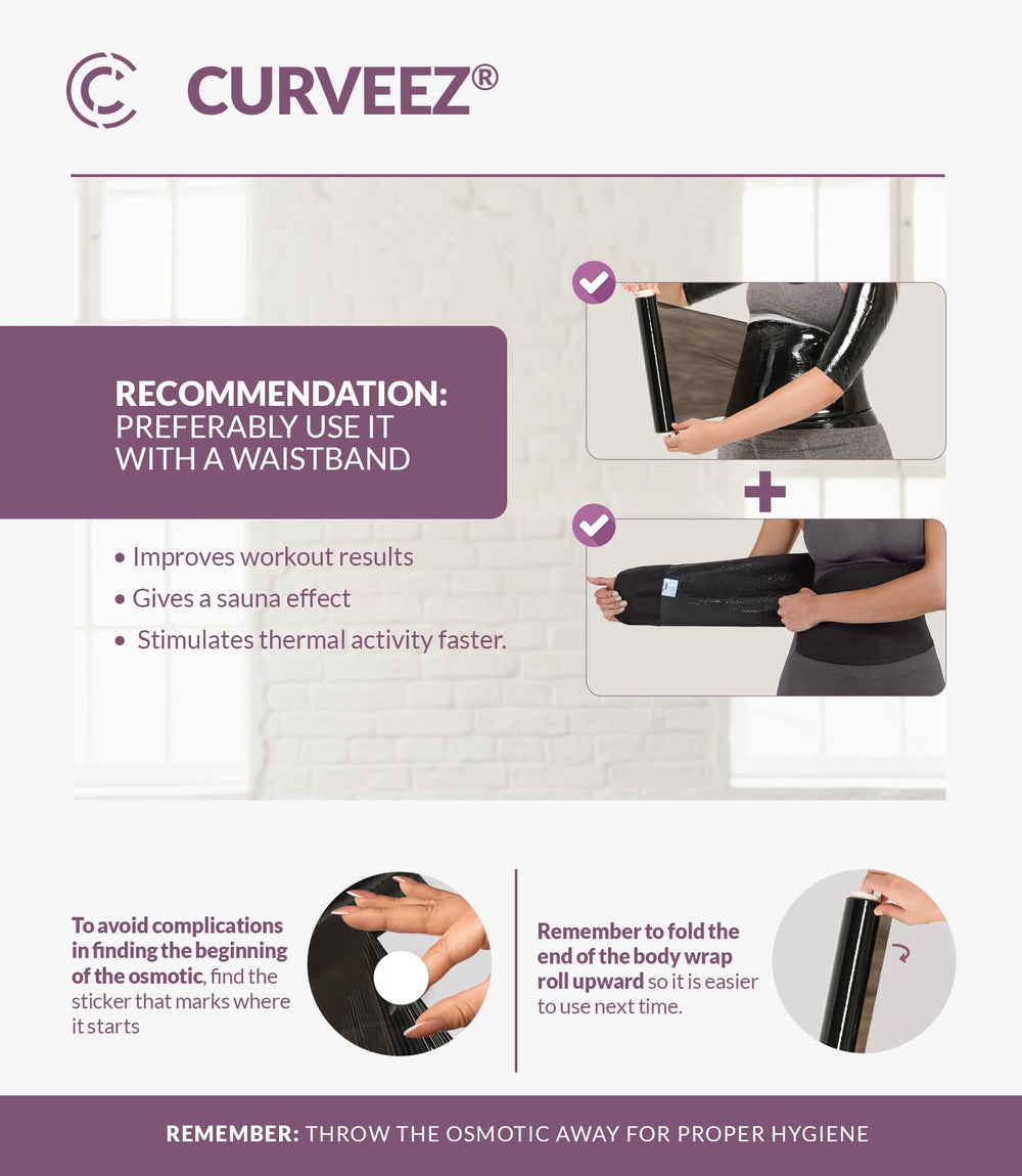CURVEEZ wrap worn under workout clothes showing discreet sweat enhancement