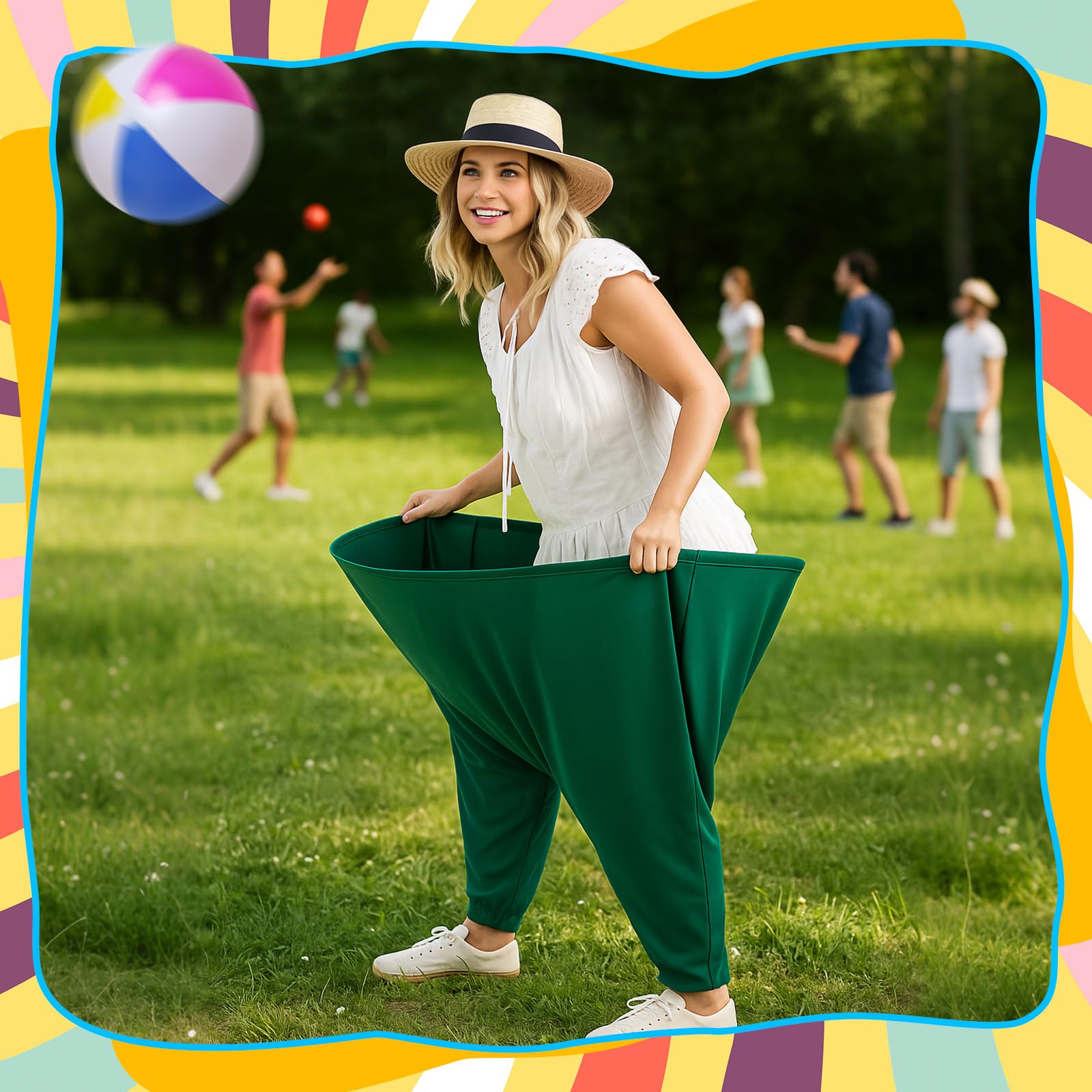 Cutecrop player wearing pant while teammate tosses showing active play