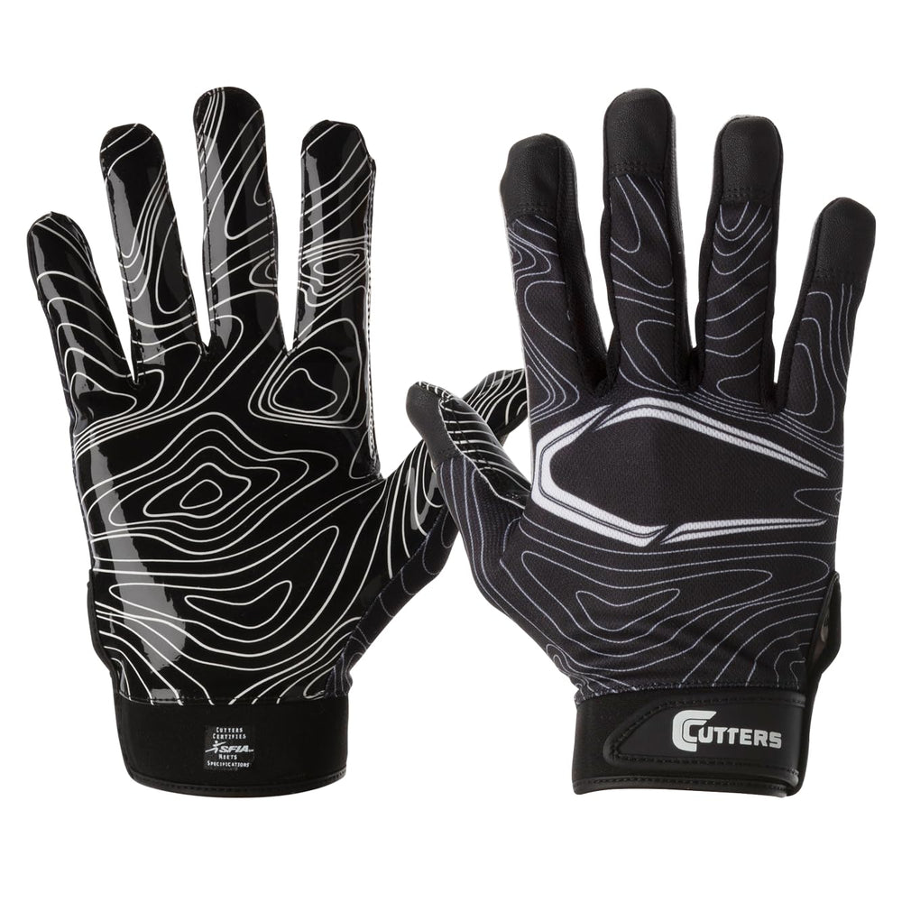 Cutters front view of receiver glove showing fit and palm for improved catches