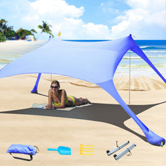 CUUPO front view of royal blue tent showing protected shade and easy shelter