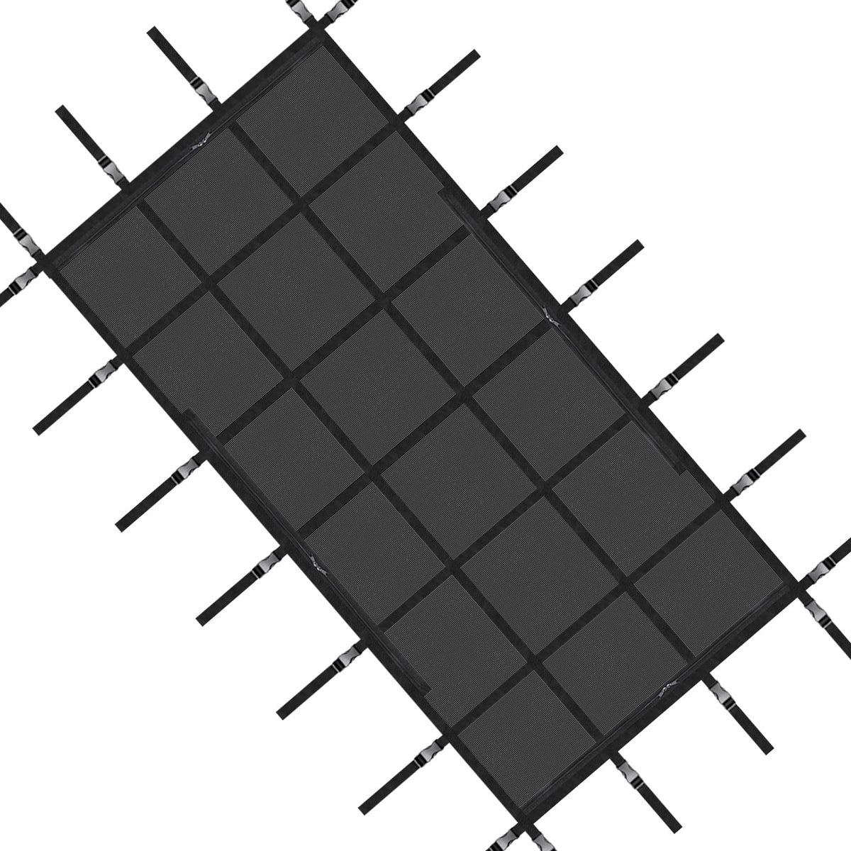 Cuzieey front view of under-canopy storage net showing organized gear