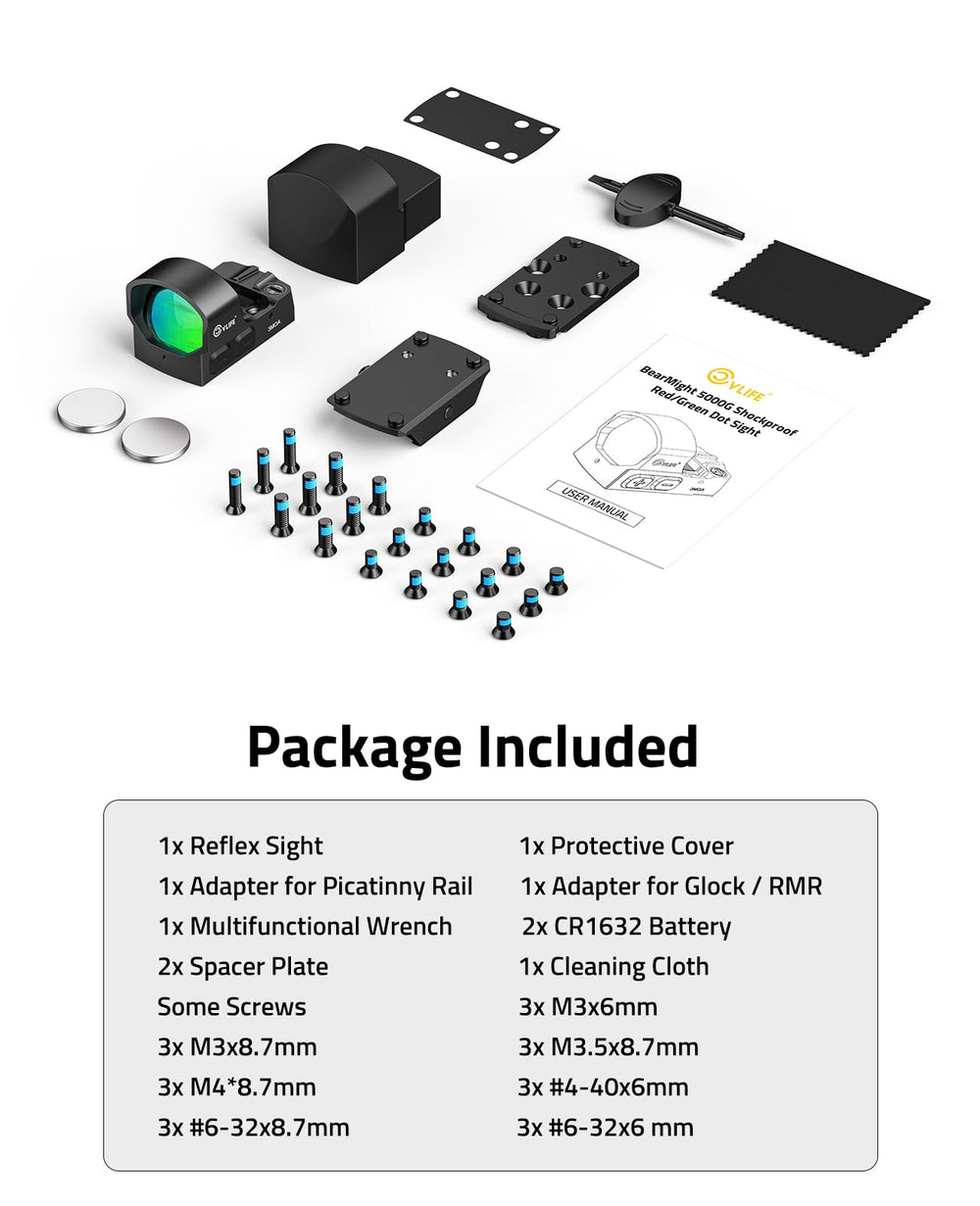 CVLIFE packaged kit with adapters and batteries for RMSc RMR and Picatinny benefit