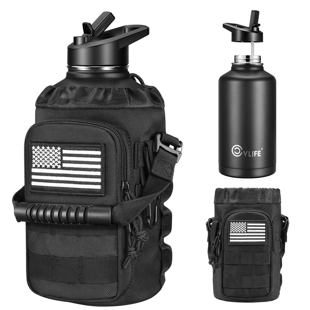 CVLIFE front view showing insulated bottle and pouch for durable hydration
