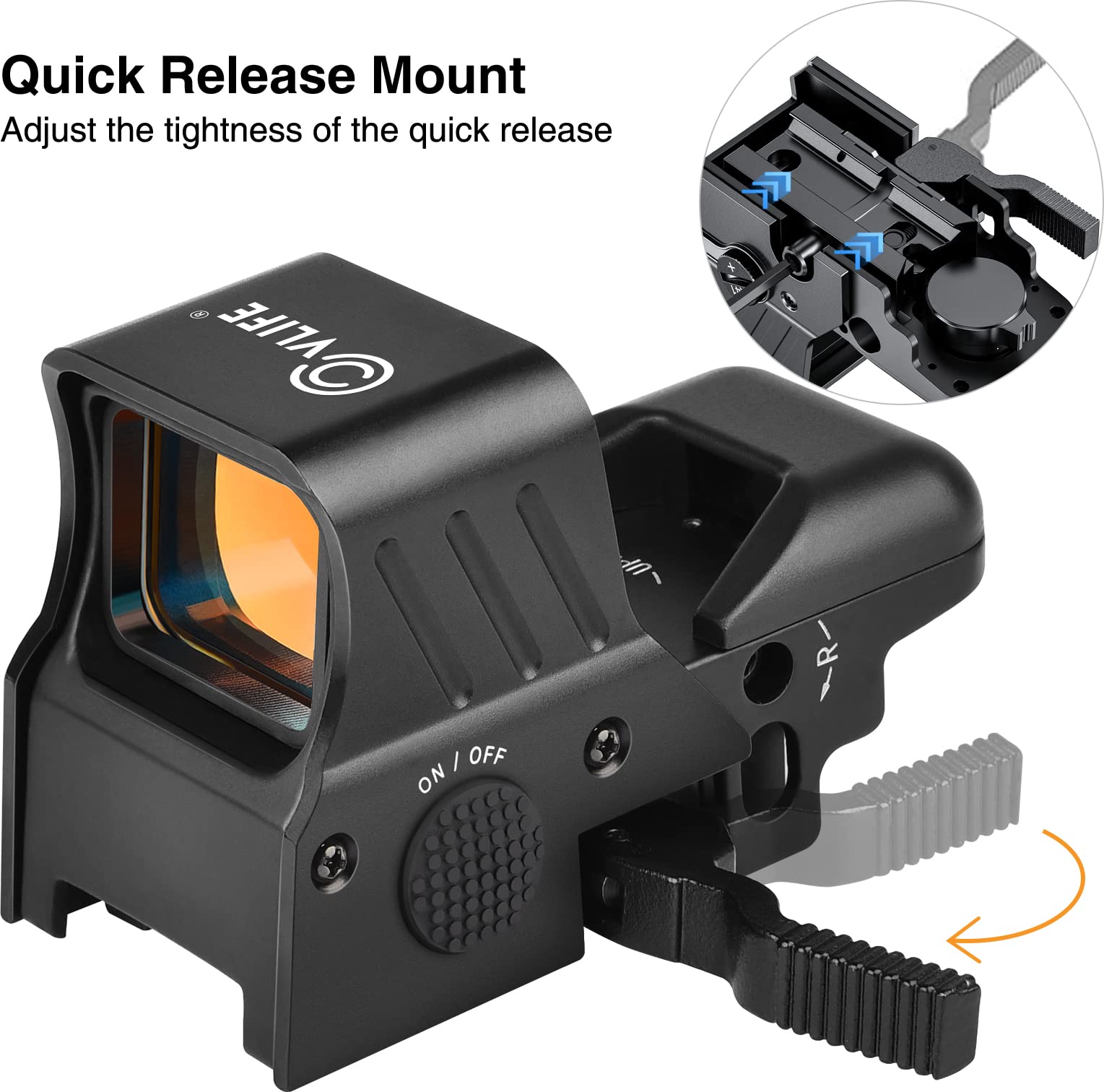CVLIFE quick-detach Picatinny lever and clamp for rapid mounting and removal