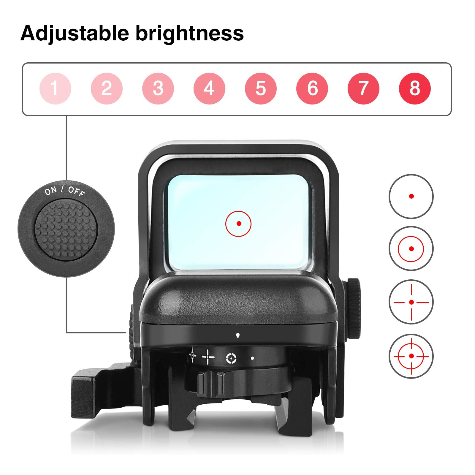 CVLIFE control buttons and reticle selection illustrating simple operation