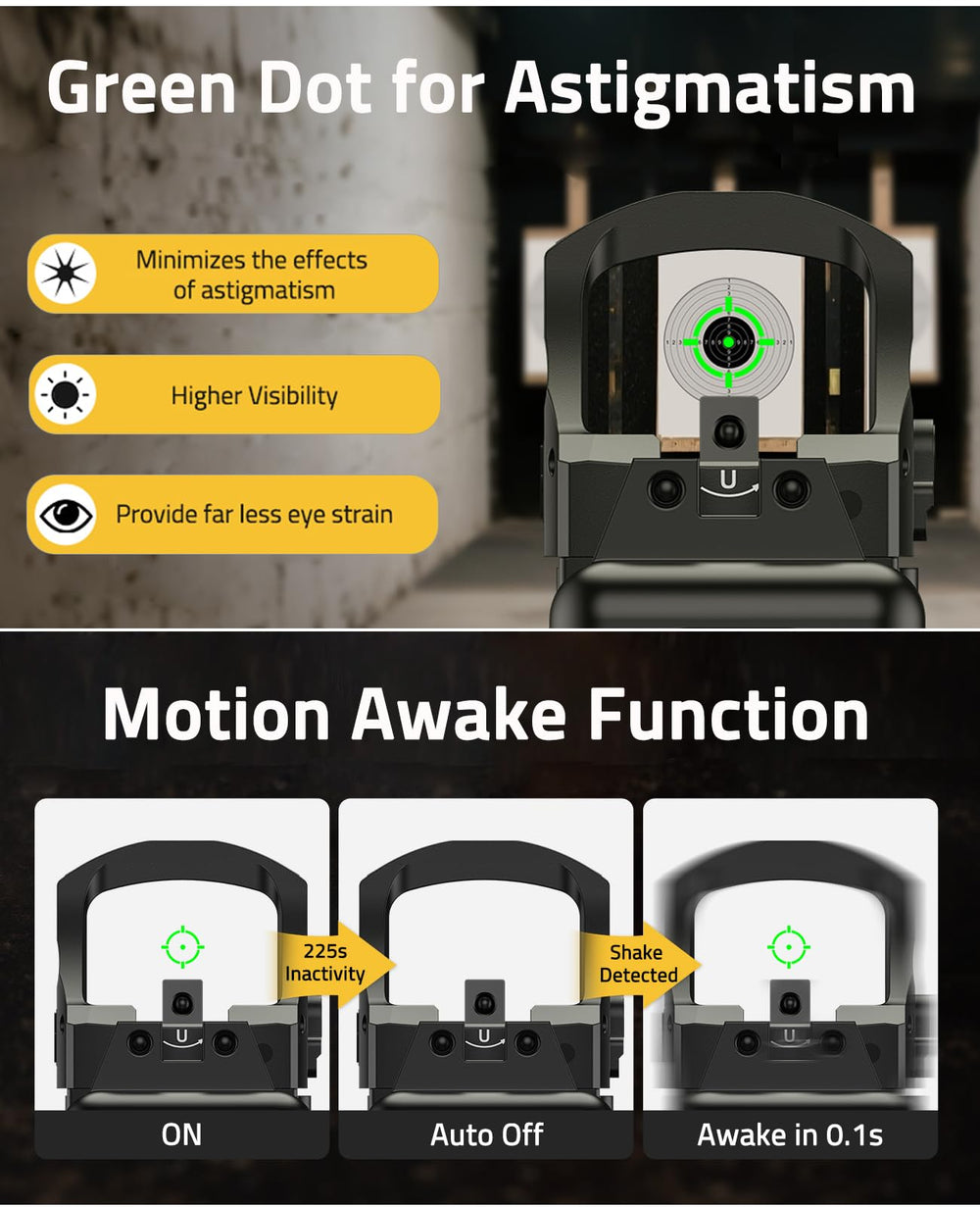 CVLIFE optic window with projected green reticle demonstrating clear sight picture