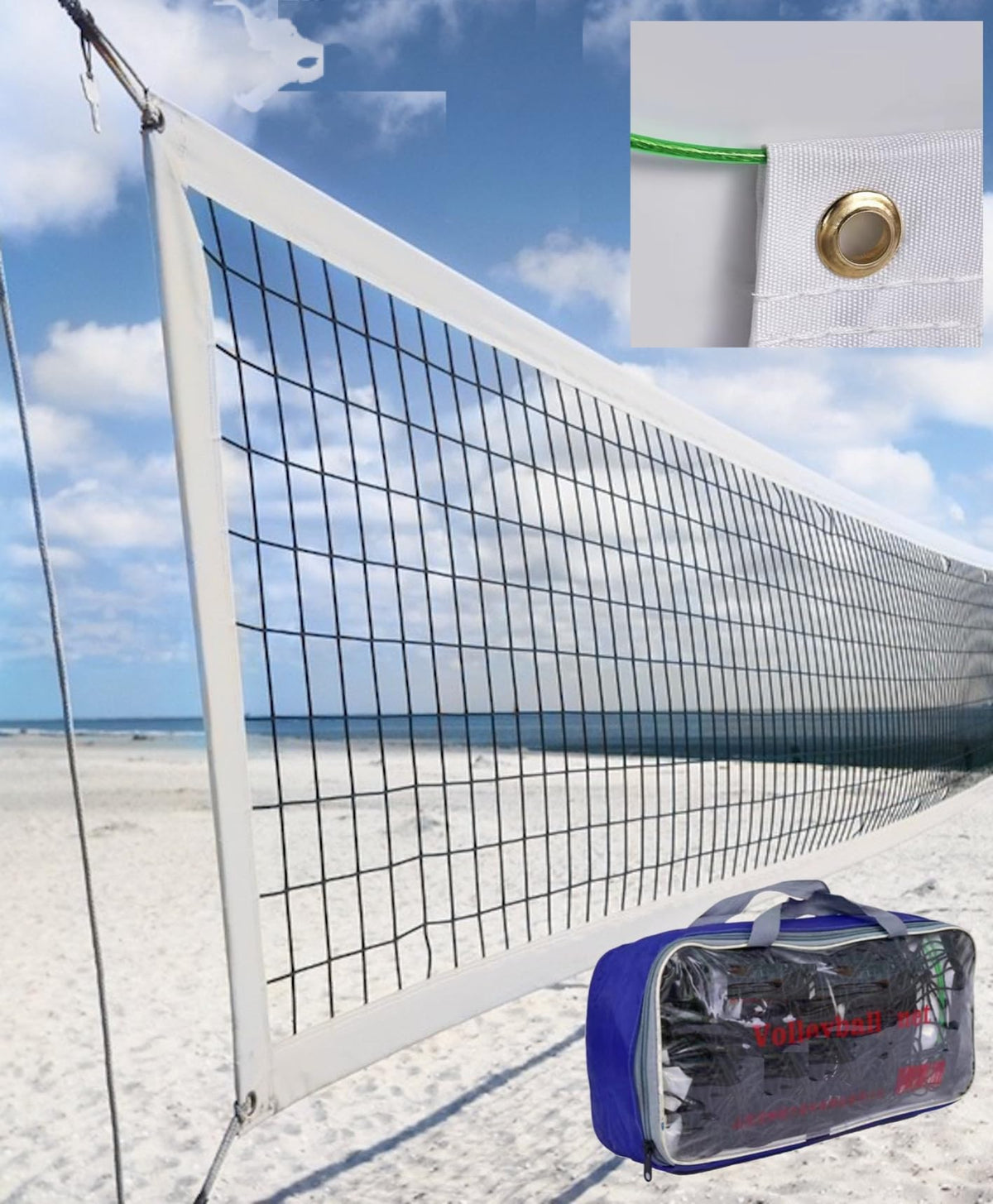 CVT front view of full 32x3ft net showing reinforced borders and clean edge for durable play