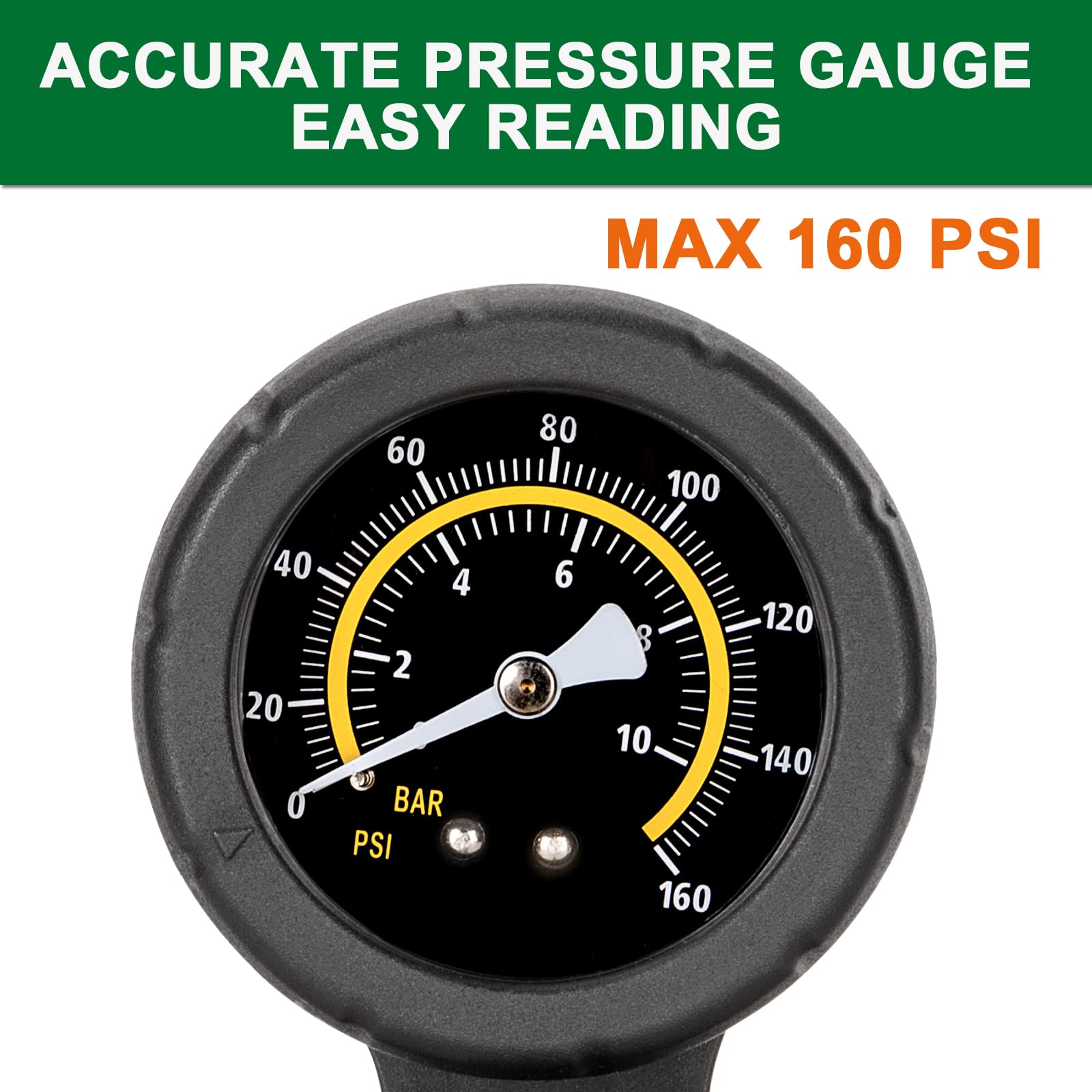 CXWXC 1.8-inch pressure gauge close-up for precise PSI readings