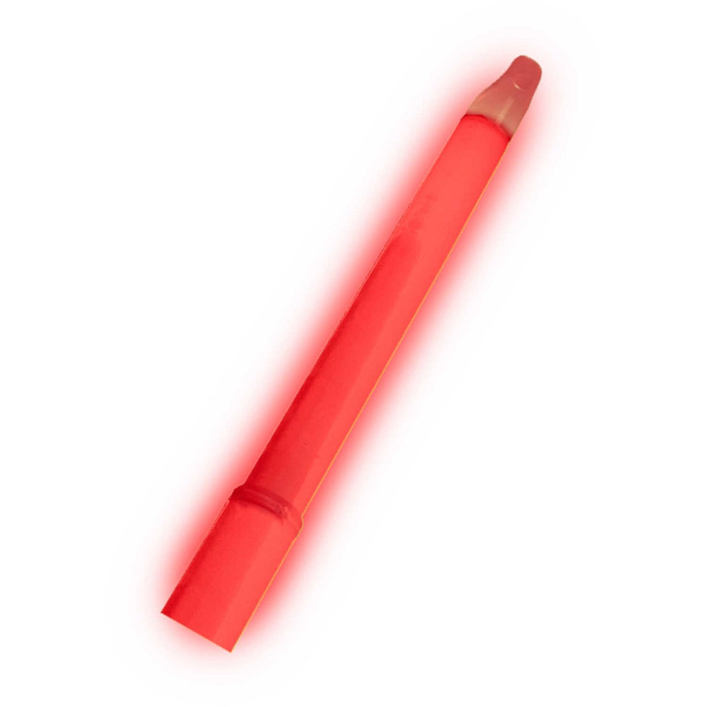 Cyalume red 6-inch ChemLight pack front view showing durable packaging and quick activation benefit