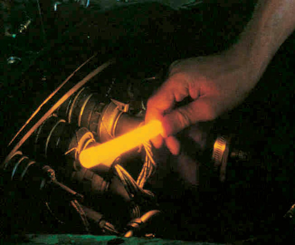 Cyalume close-up of internal ampoule and plastic tube highlighting reliable activation
