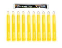 Cyalume front packaging showing ten 6" yellow ChemLights and benefits