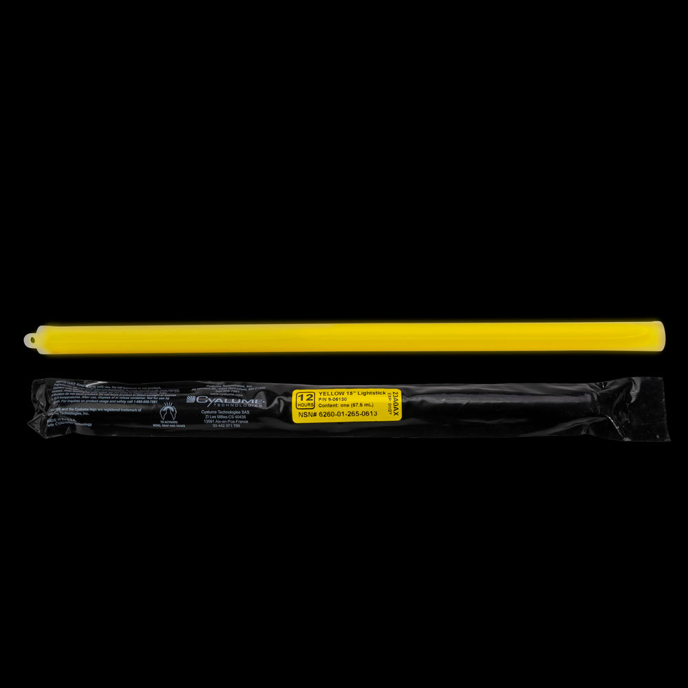 Cyalume hooked glow stick hanging in tent for hands-free illumination