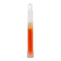 Cyalume in-use glowing orange light stick used for nighttime signaling and visibility