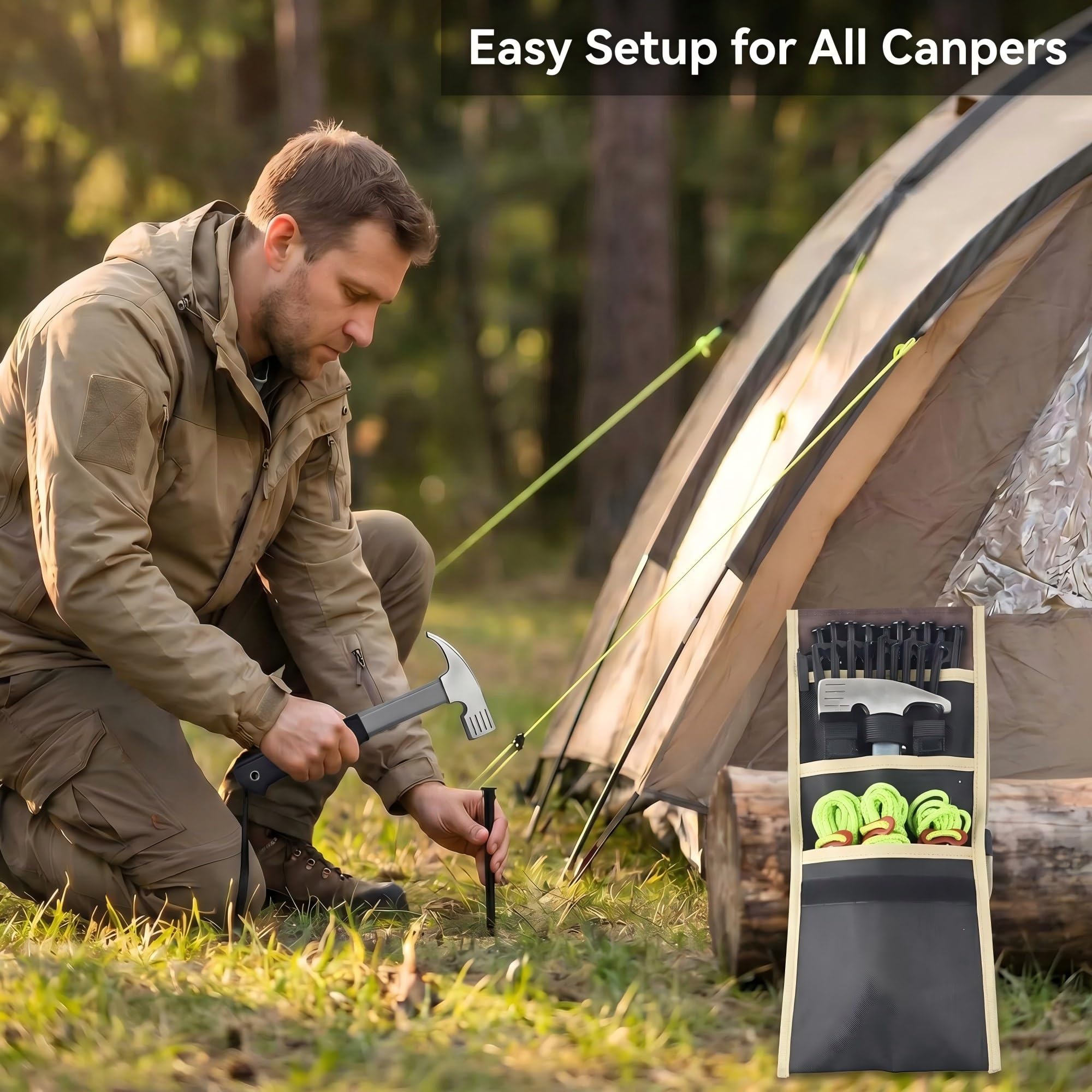 Cyauatt tent staked into ground showing reliable anchoring on lawn and beach surfaces