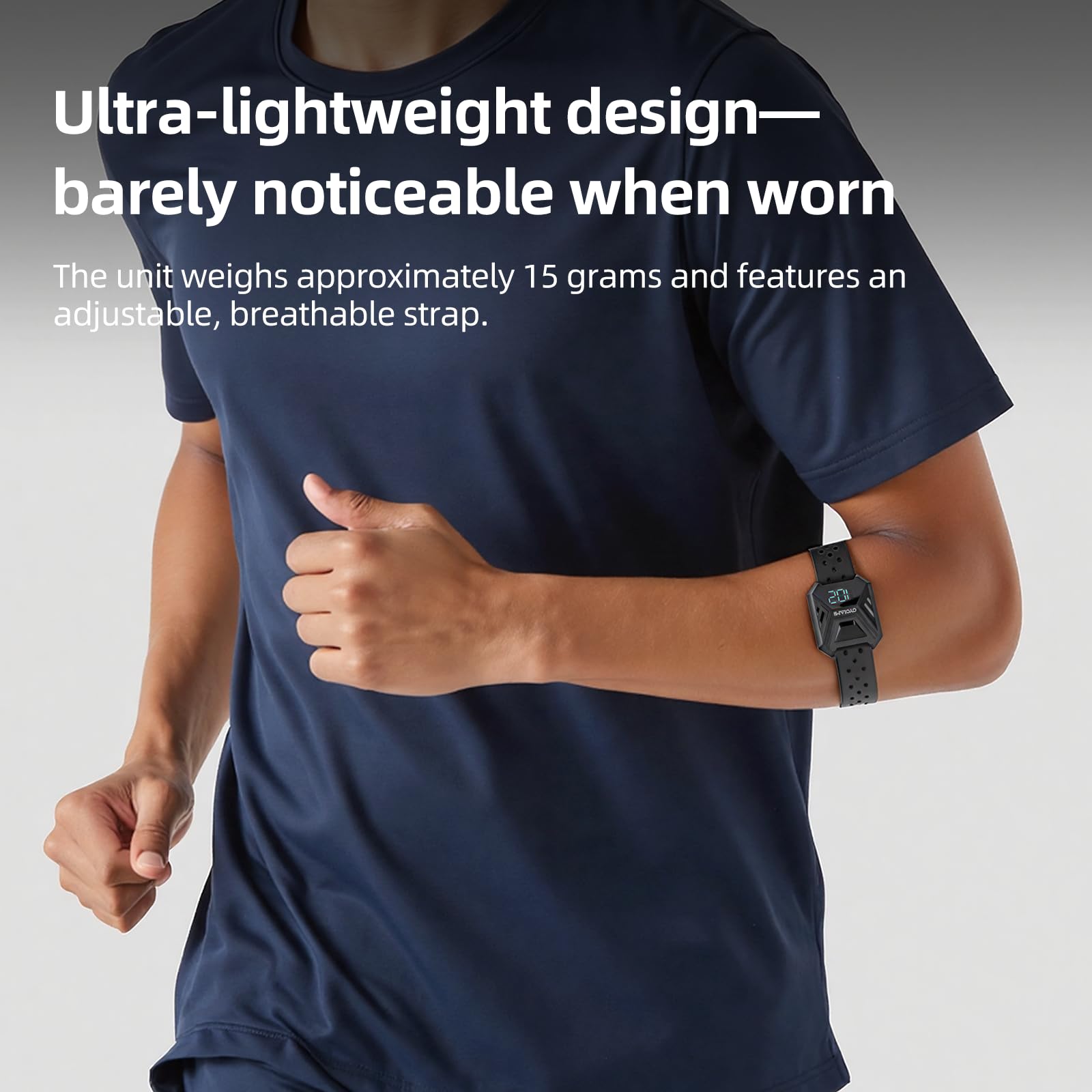 CYCLAMI armband on cyclist showing Bluetooth and ANT+ connectivity benefits