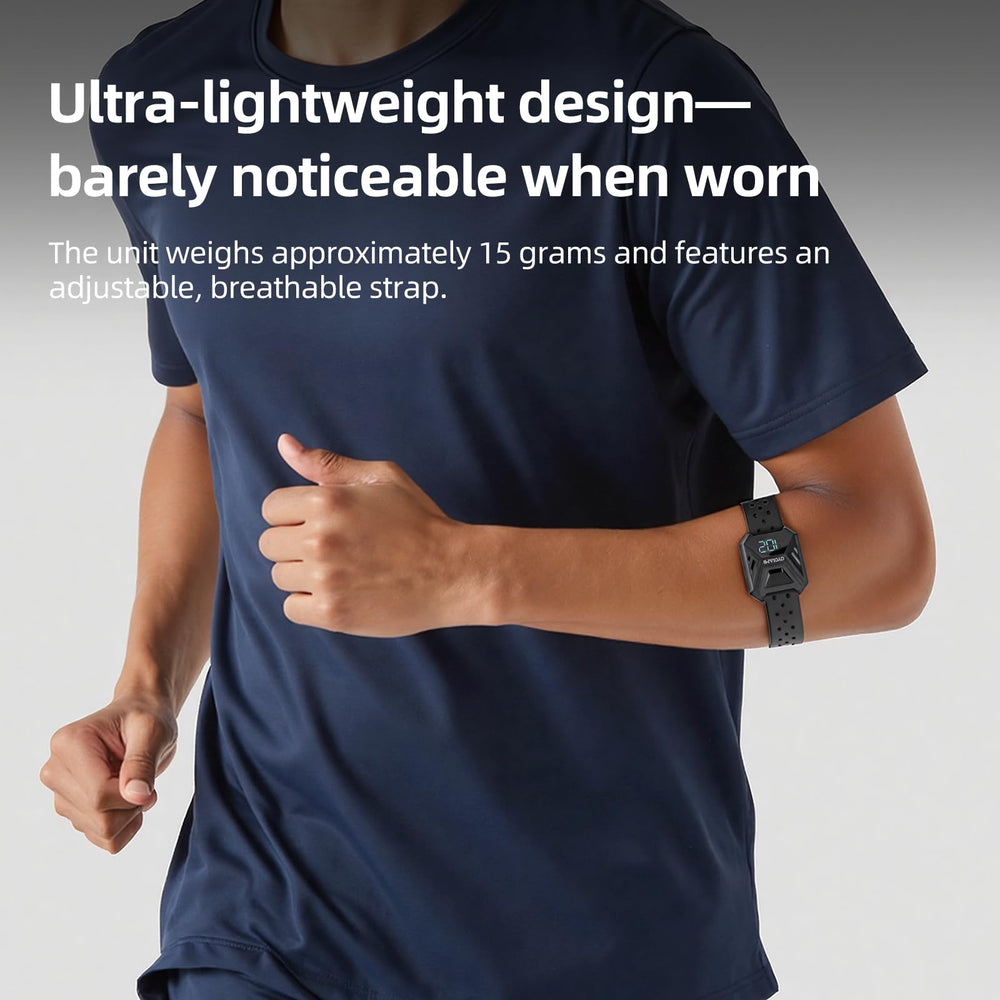 CYCLAMI armband on cyclist showing Bluetooth and ANT+ connectivity benefits
