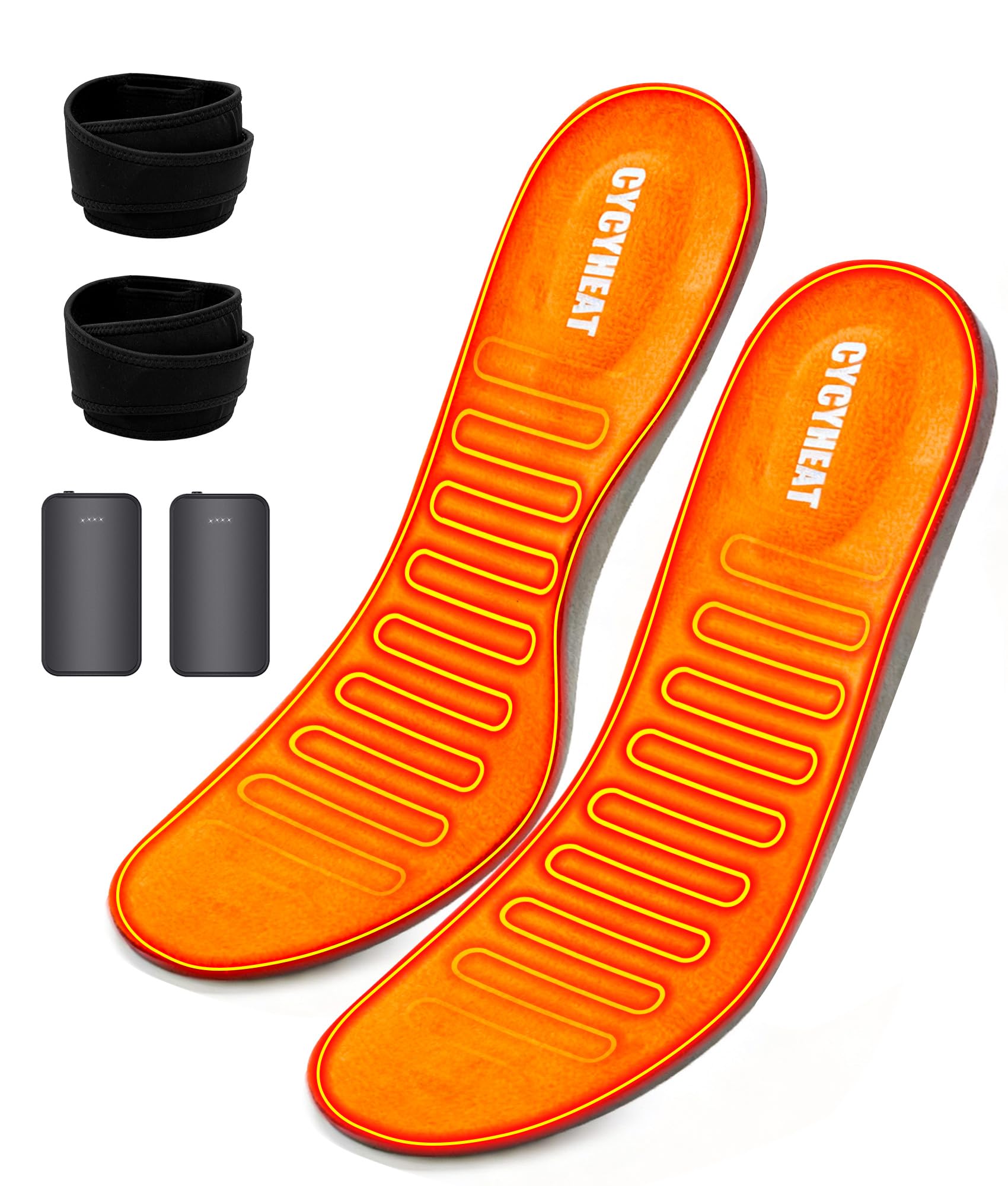 CYCYHEAT front packaging showing heated insole kit and benefits