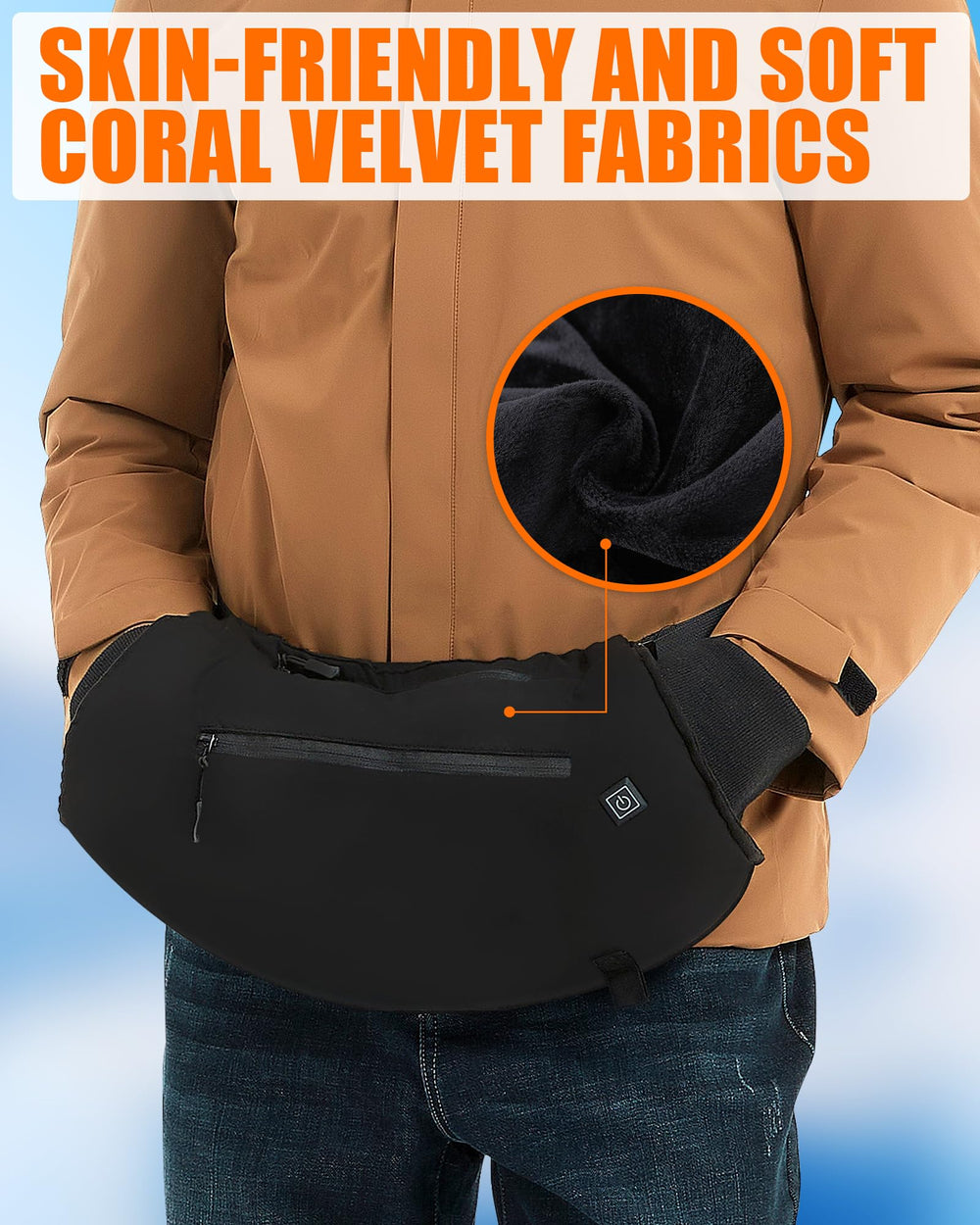 CYCYHEAT hand muff in use on a winter walk providing steady heat during outdoor activity
