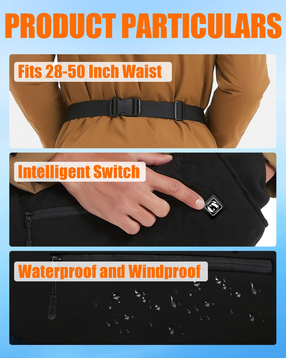 CYCYHEAT waterproof outer fabric repelling light rain to keep hands dry and warm
