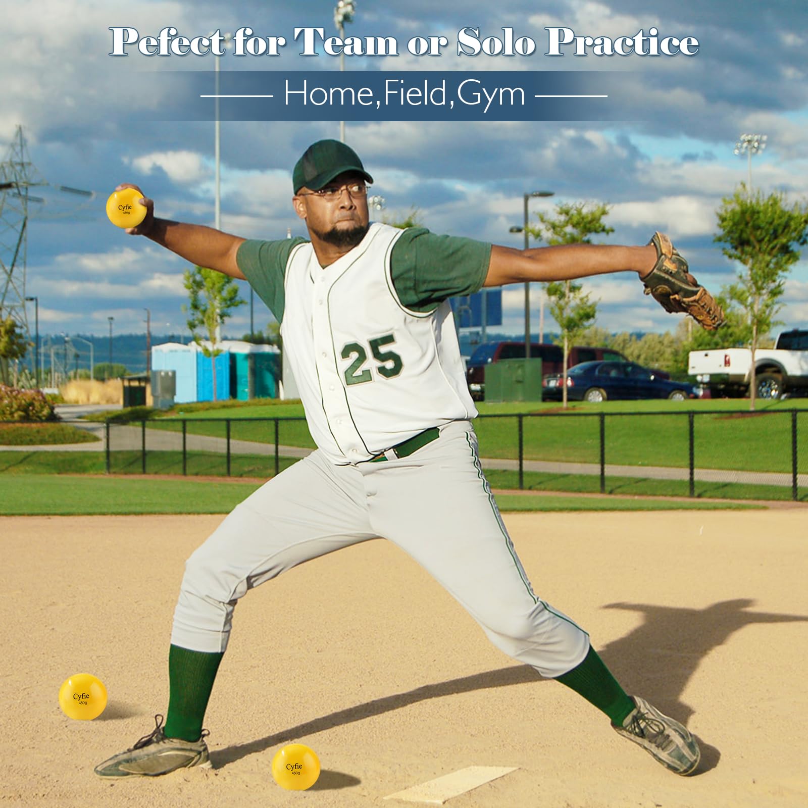 Cyfie baseball in mid-swing during batting practice demonstrating overload training benefit