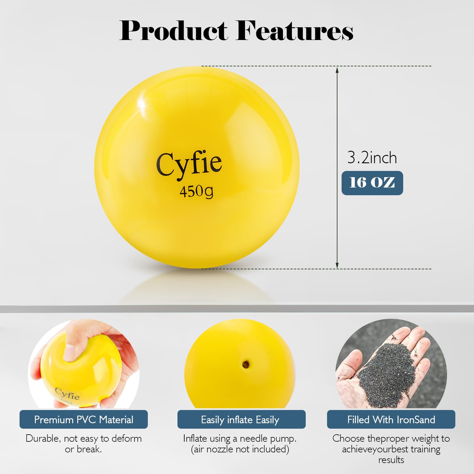 Cyfie beside a regulation baseball to show official-size feel with added resistance