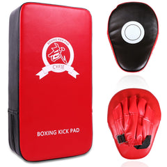 CYFIE front view of red pads and mitts showing complete set and portability benefit