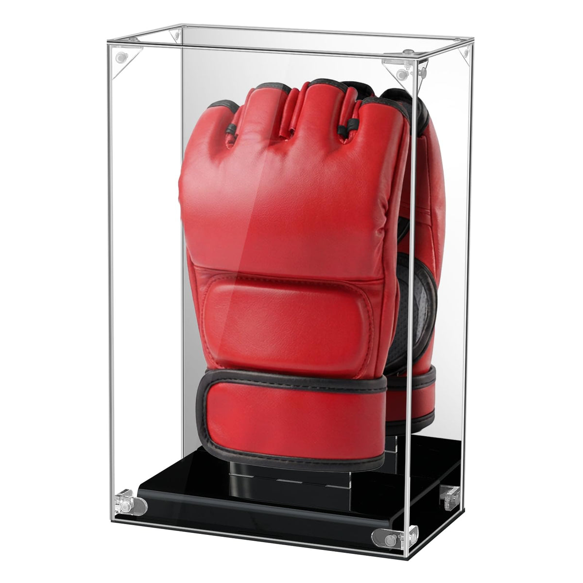 Cyiwniao front view of clear acrylic glove case showing display benefit of dust protection
