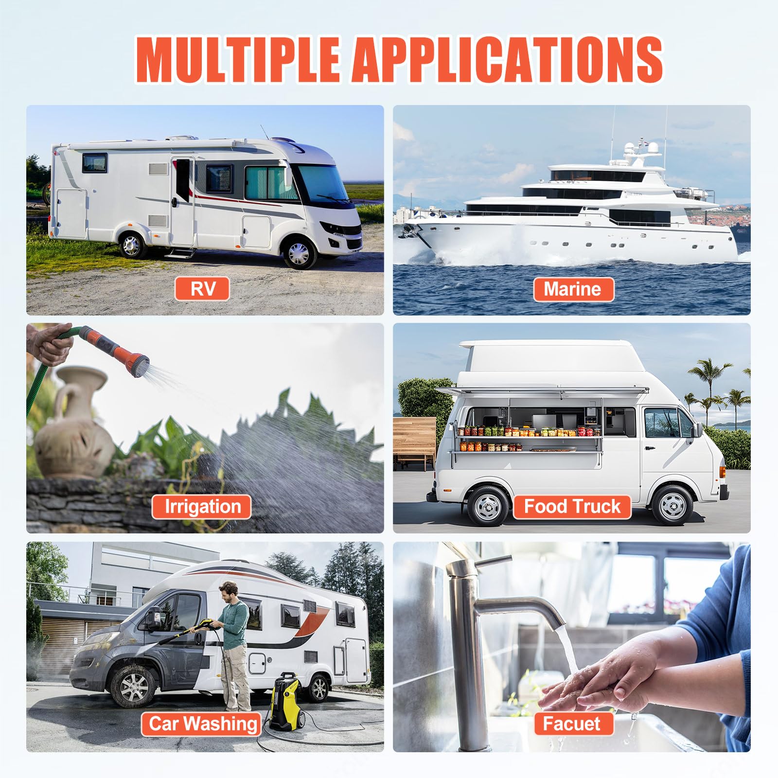 cykleking pump supplying a camper shower demonstrating steady flow and pressure
