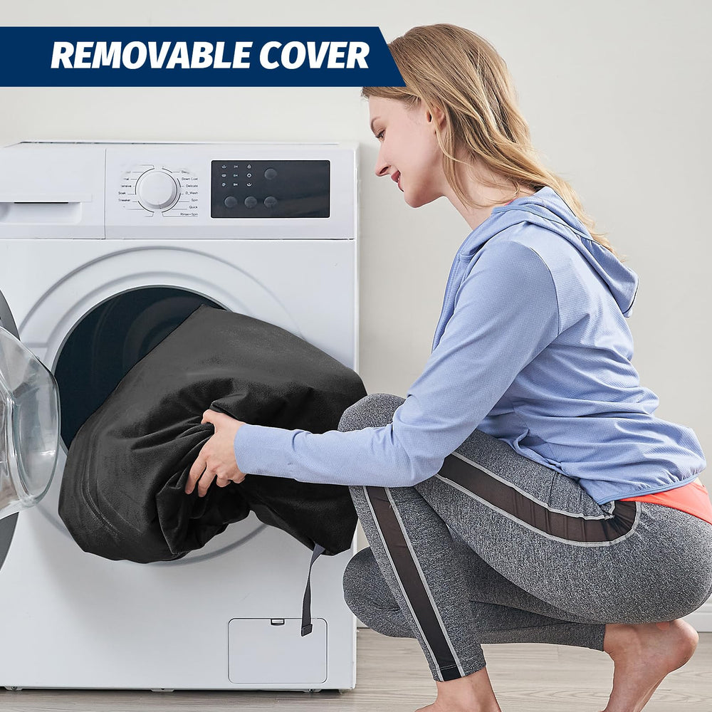 CYMULA fleece cover zipper detail for easy removal and quick washing