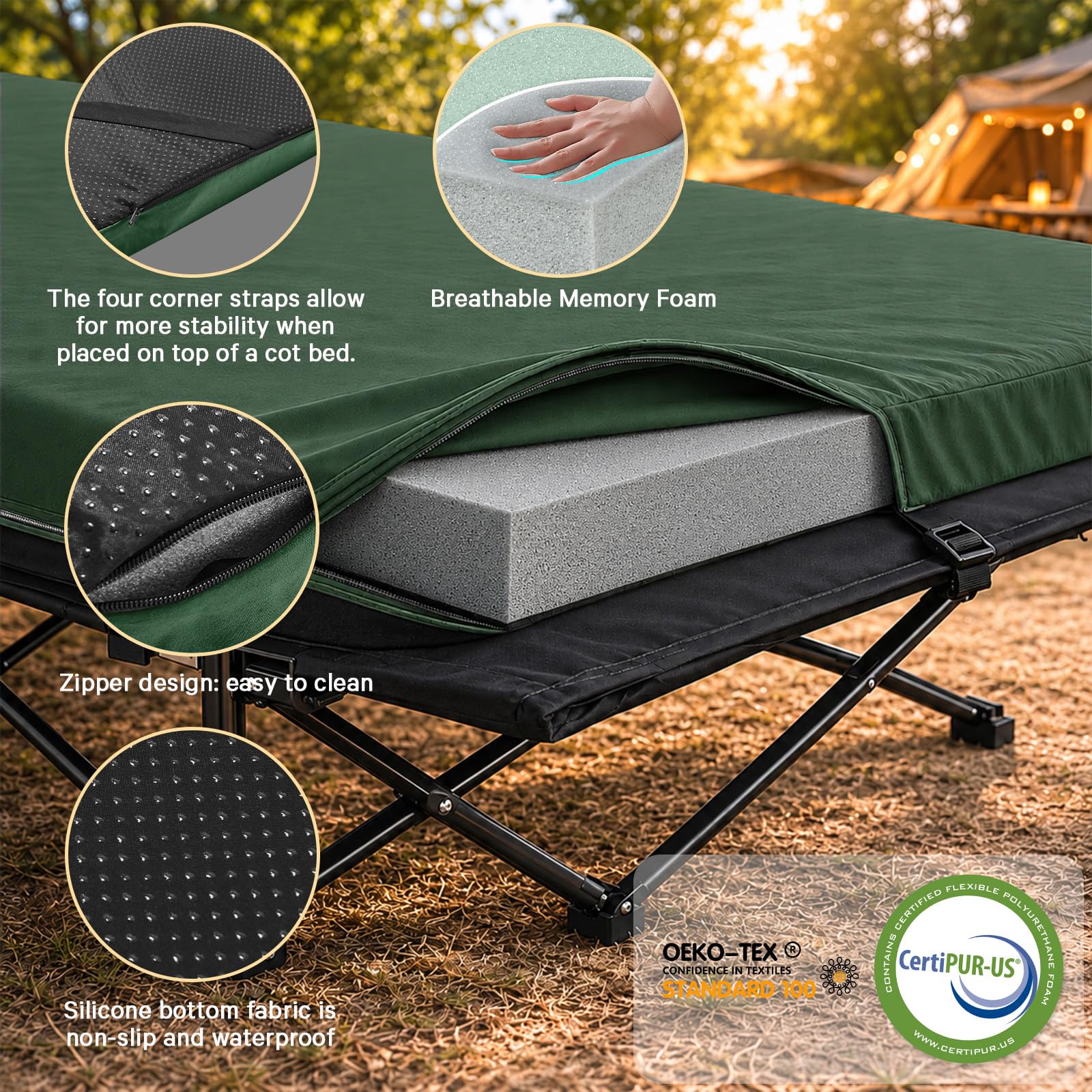 CYMULA pad in tent camping lifestyle scene showing comfortable sleeping setup outdoors