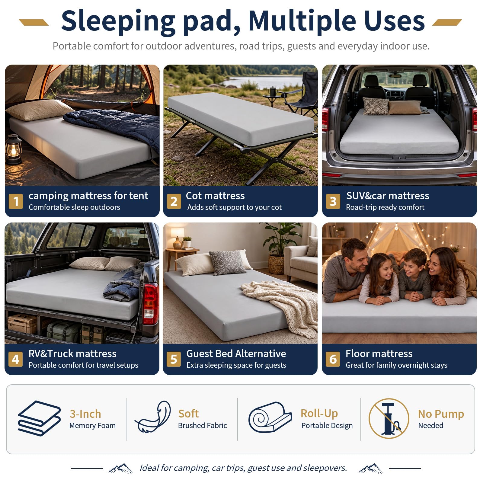 CYMULA mattress pad inside a tent providing cushioned camping comfort