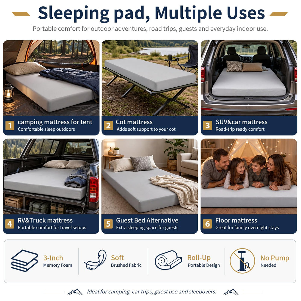 CYMULA mattress pad inside a tent providing cushioned camping comfort