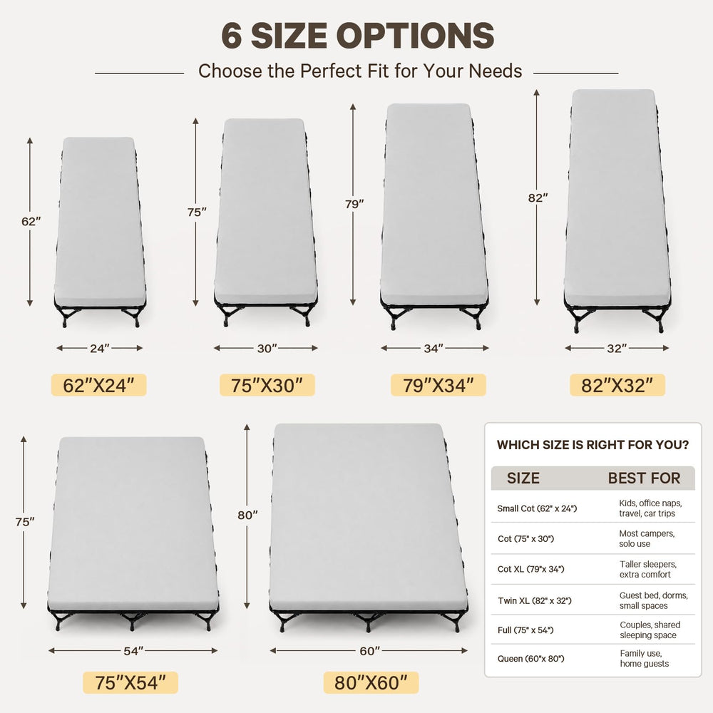 CYMULA pad placed on a folding Queen cot improving overnight comfort