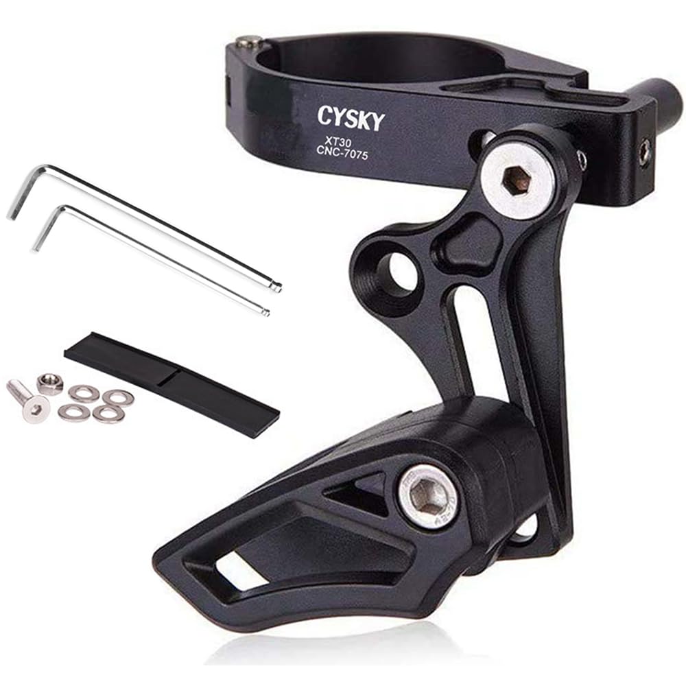 CYSKY chain guide front view showing compact alloy body and retention benefit