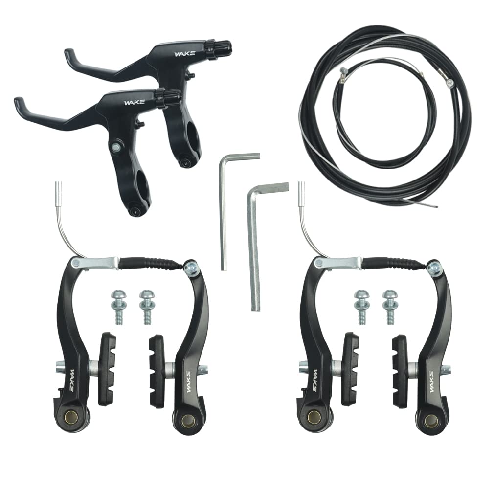 CYSKY front and rear V brakes full kit installed view, reliable stopping